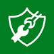 shield with wrench symbolizing protection and maintenance in green background 